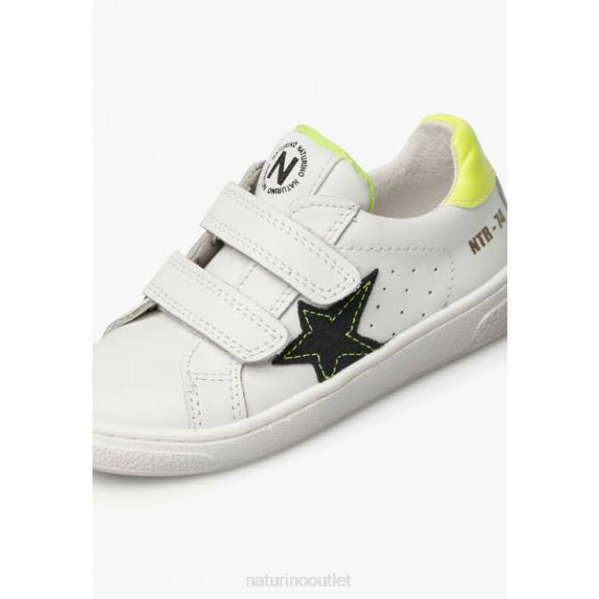 Kids Naturino White-Black PINN VL. Leather and Suede Sneakers J6T6457
