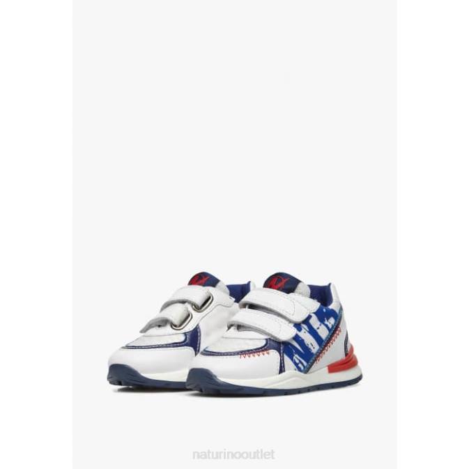 Kids Naturino White-Blue BLEY VL Suede and Fabric Sneakers J6T6400