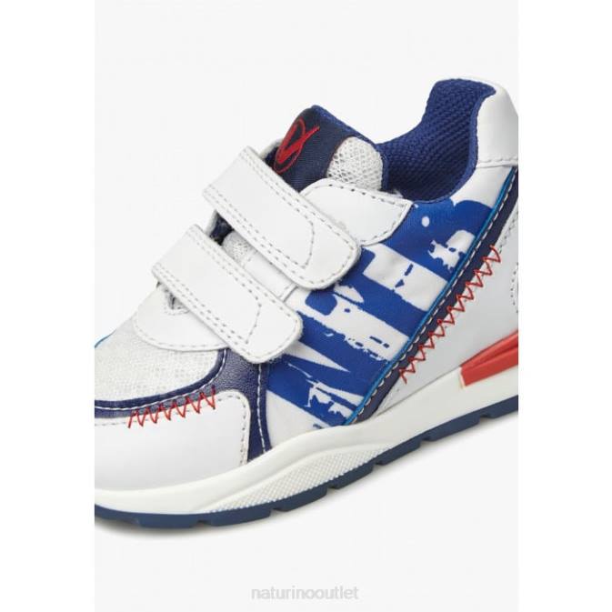 Kids Naturino White-Blue BLEY VL Suede and Fabric Sneakers J6T6400