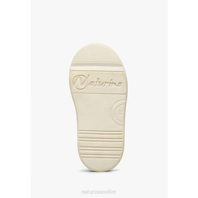 Kids Naturino White-Blue FALUK ZIP Leather and Suede Sneakers J6T6476