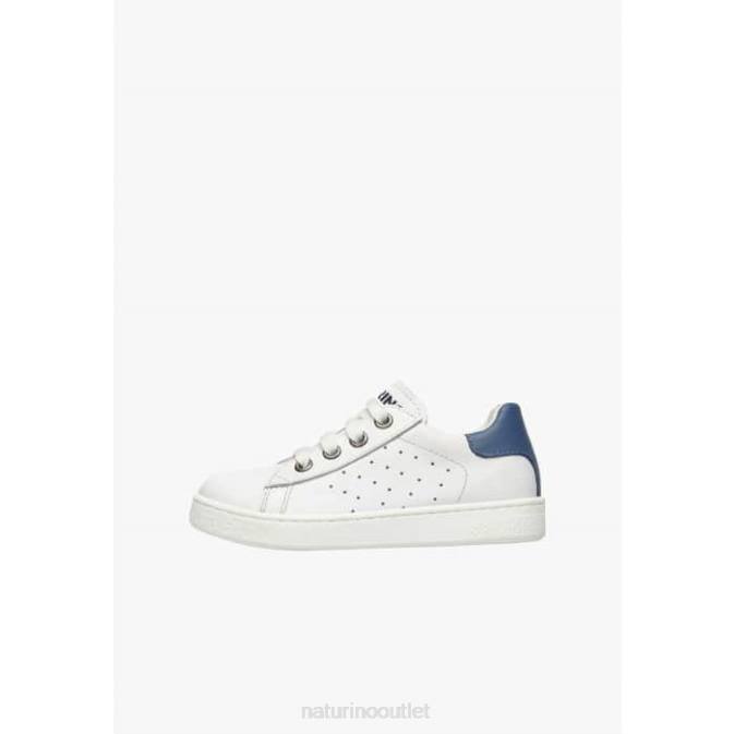 Kids Naturino White-Blue HASSELT 2 ZIP. Leather Sneakers J6T6456
