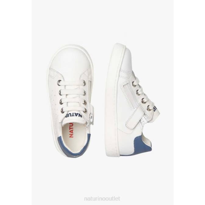 Kids Naturino White-Blue HASSELT 2 ZIP. Leather Sneakers J6T6456