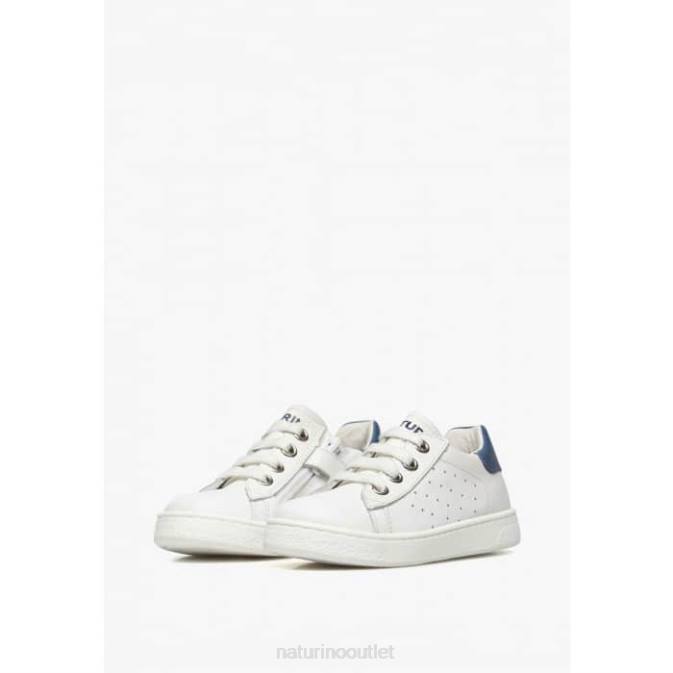 Kids Naturino White-Blue HASSELT 2 ZIP. Leather Sneakers J6T6456