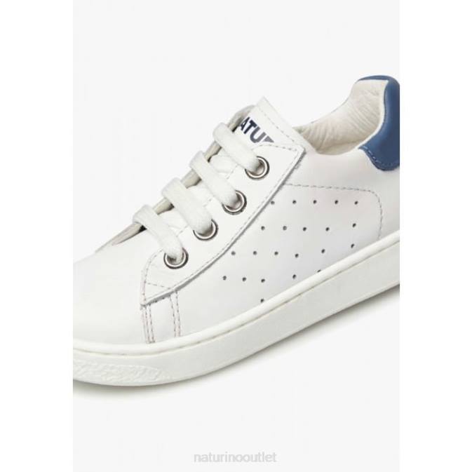 Kids Naturino White-Blue HASSELT 2 ZIP. Leather Sneakers J6T6456