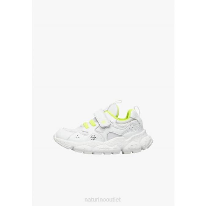 Kids Naturino White-Fluo Yellow YAMANO 3 VL JUNIOR. Faux Leather and Technical Fabric Sneakers J6T641
