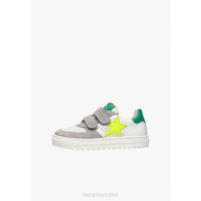 Kids Naturino White-Grey HESS VL. Leather and Suede Sneakers J6T6370
