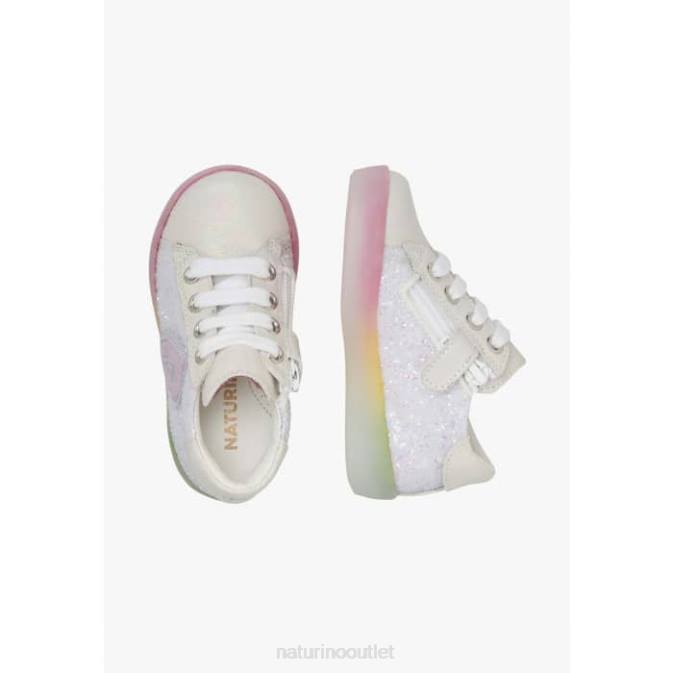 Kids Naturino White KOREY 2 ZIP Leather Sneakers J6T6404