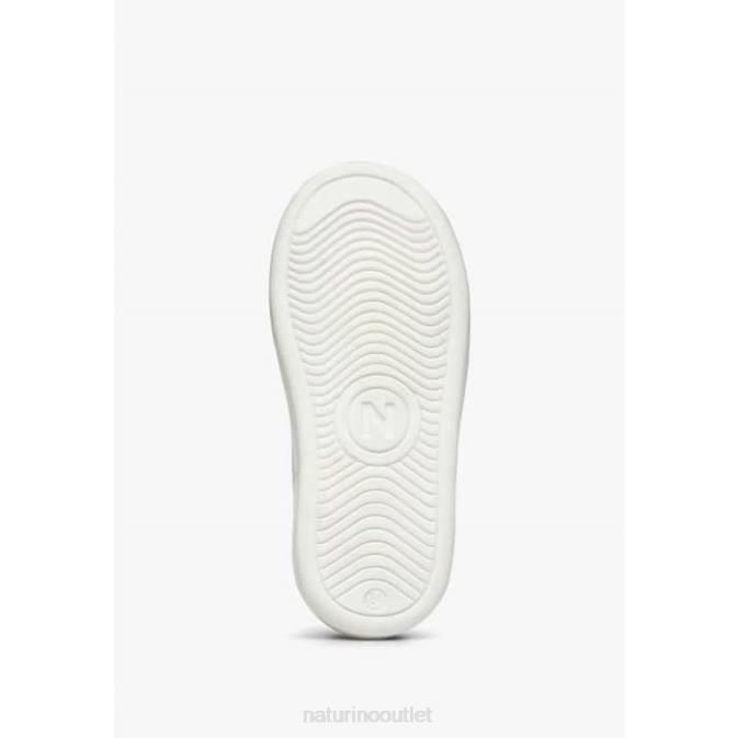 Kids Naturino White PINN ZIP. Leather and Suede Sneakers J6T6391