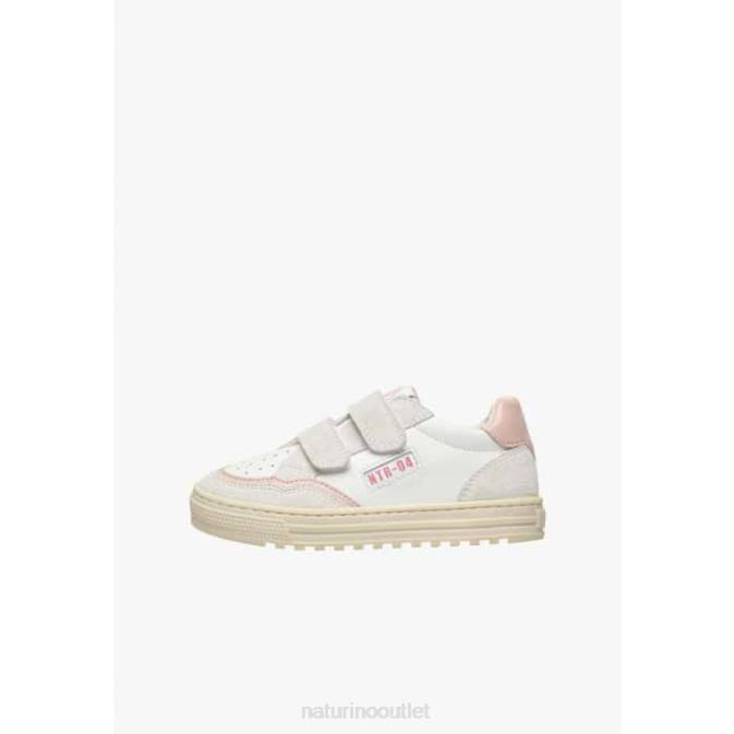 Kids Naturino White-Pink ARITON VL. Leather and Suede Sneakers J6T6377