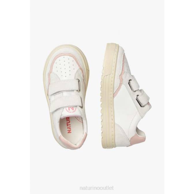 Kids Naturino White-Pink ARITON VL. Leather and Suede Sneakers J6T6377