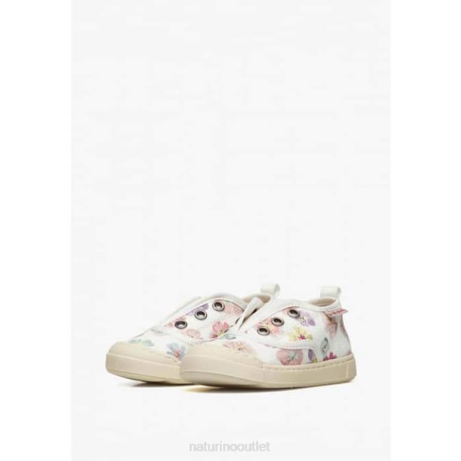 Kids Naturino White-Pink DABOS Fabric Sneakers J6T6509