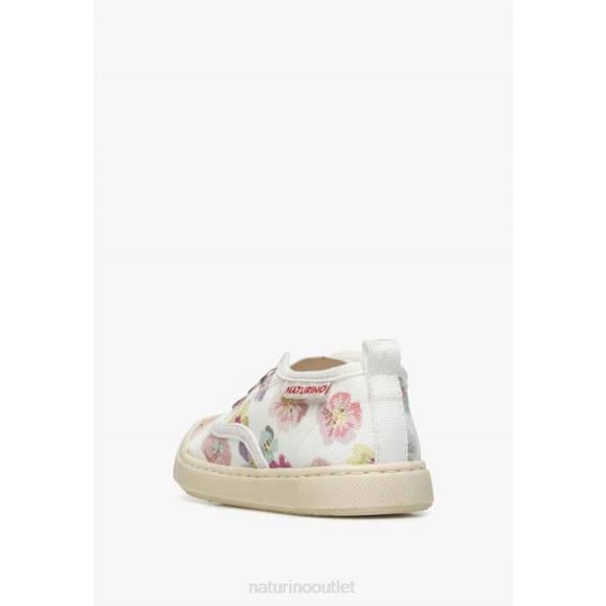 Kids Naturino White-Pink DABOS Fabric Sneakers J6T6509