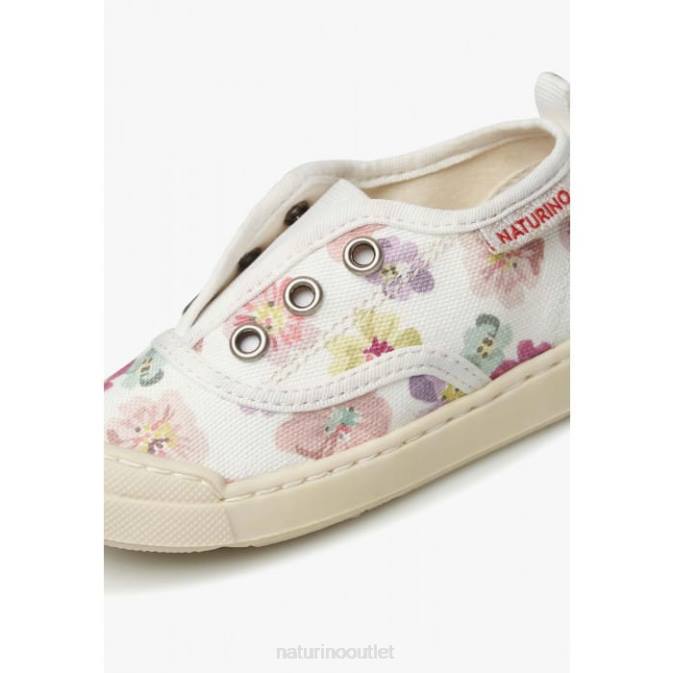 Kids Naturino White-Pink DABOS Fabric Sneakers J6T6509