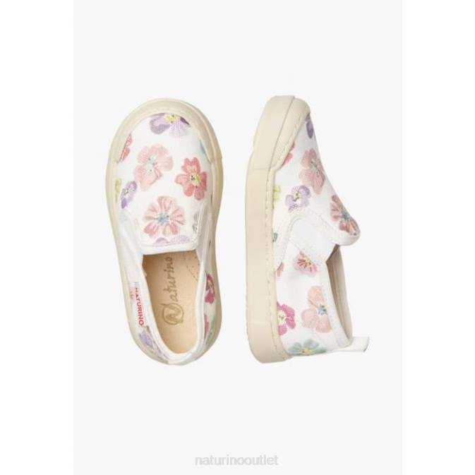 Kids Naturino White-Pink HENNTOR Fabric Sneakers J6T6388