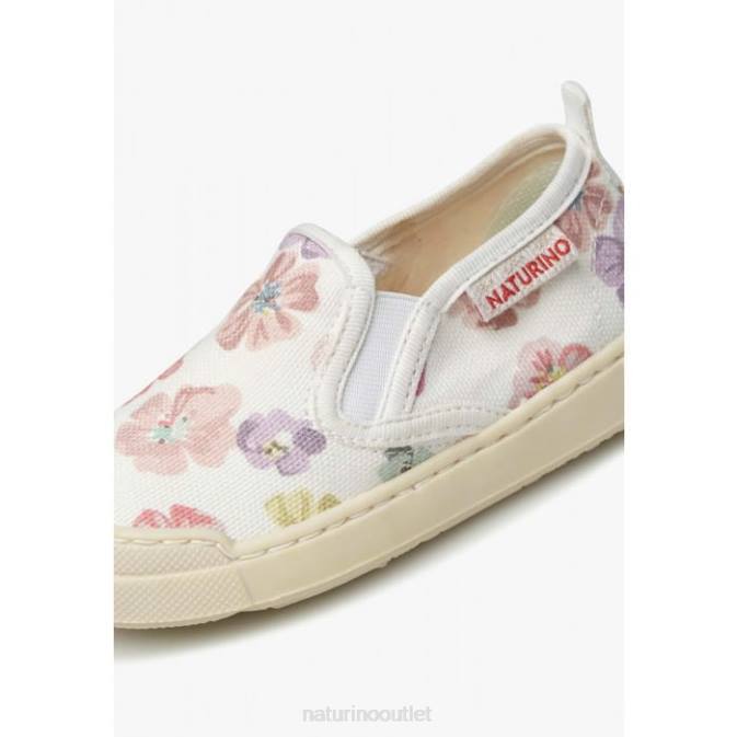 Kids Naturino White-Pink HENNTOR Fabric Sneakers J6T6388