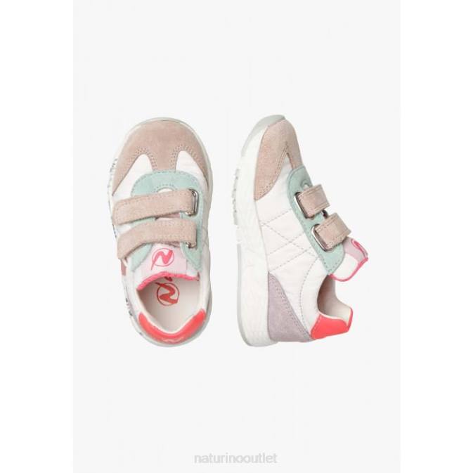 Kids Naturino White-Pink JESKO VL. Suede and Technical Fabric Sneakers J6T6410