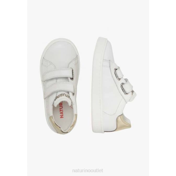 Kids Naturino White-Platinum HASSELT 2 VL. Leather Sneakers J6T6439