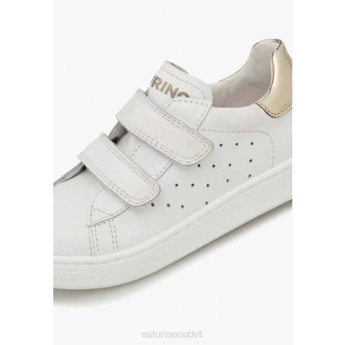 Kids Naturino White-Platinum HASSELT 2 VL. Leather Sneakers J6T6439