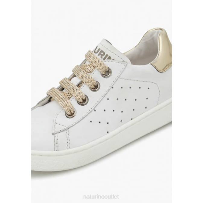 Kids Naturino White-Platinum HASSELT 2 ZIP. Leather Sneakers J6T6406