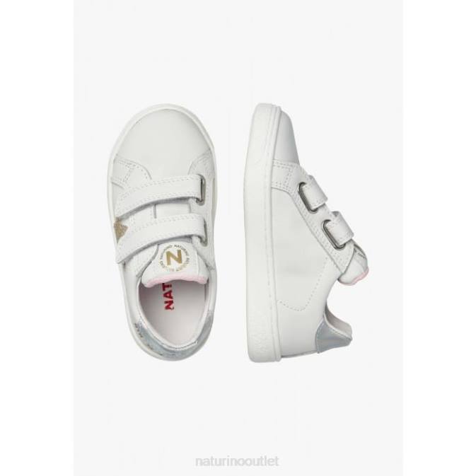 Kids Naturino White-Platinum PINN VL. Leather Sneakers J6T6464