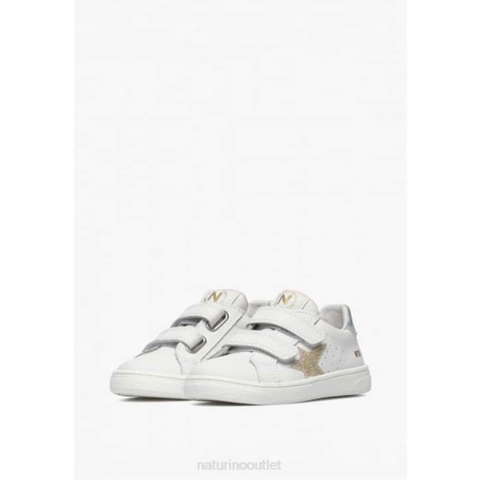 Kids Naturino White-Platinum PINN VL. Leather Sneakers J6T6464