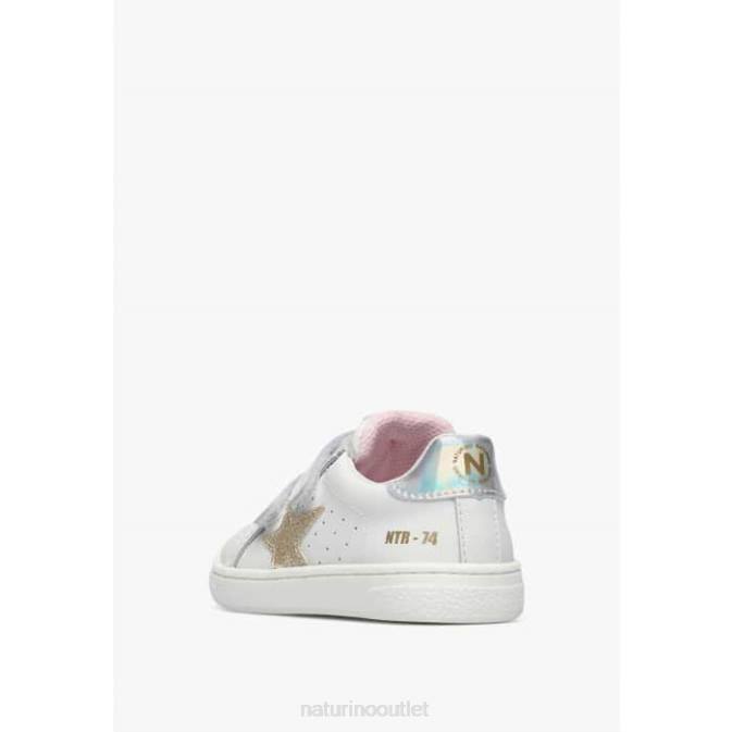 Kids Naturino White-Platinum PINN VL. Leather Sneakers J6T6464