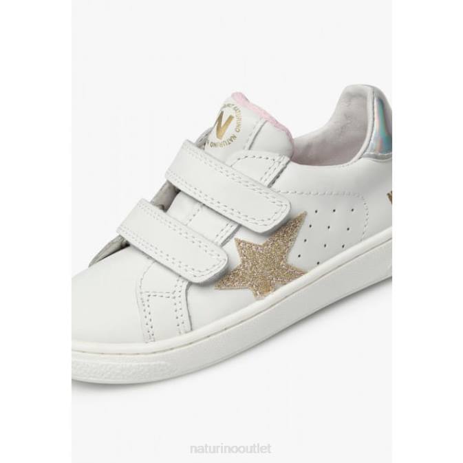 Kids Naturino White-Platinum PINN VL. Leather Sneakers J6T6464