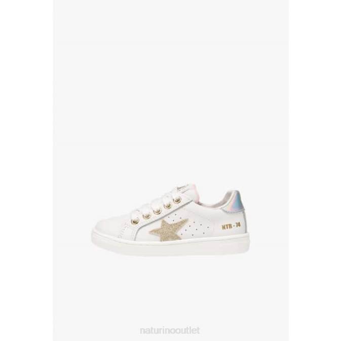 Kids Naturino White-Platinum PINN ZIP. Leather Sneakers J6T6397