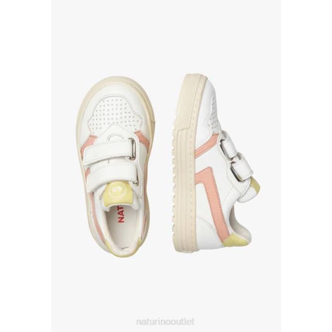Kids Naturino White-Powder Pink CEONIA VL. Faux Leather Sneakers J6T646
