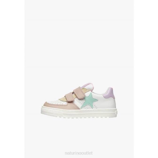 Kids Naturino White-Powder Pink HESS VL. Leather Sneakers J6T6513