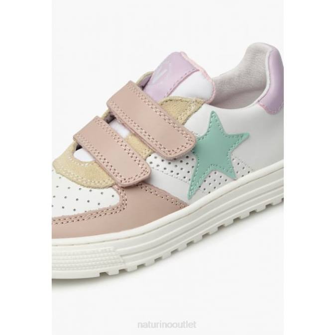 Kids Naturino White-Powder Pink HESS VL. Leather Sneakers J6T6513
