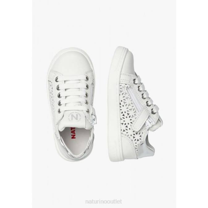 Kids Naturino White QELL ZIP. Leather Sneakers J6T6460