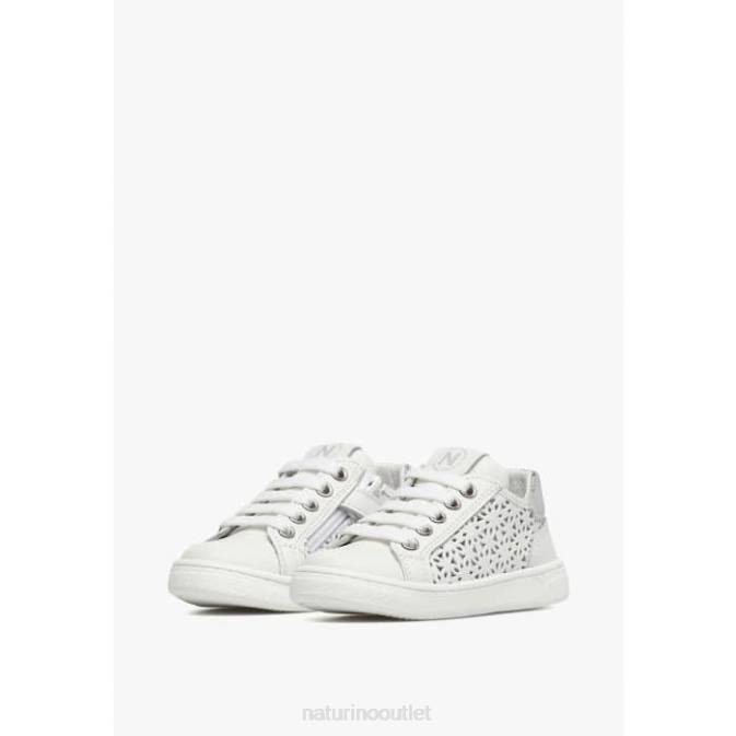 Kids Naturino White QELL ZIP. Leather Sneakers J6T6460