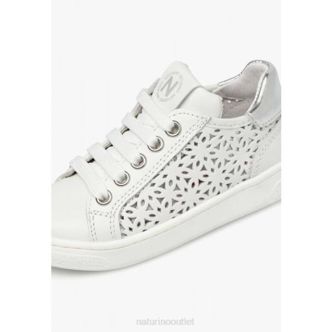 Kids Naturino White QELL ZIP. Leather Sneakers J6T6460