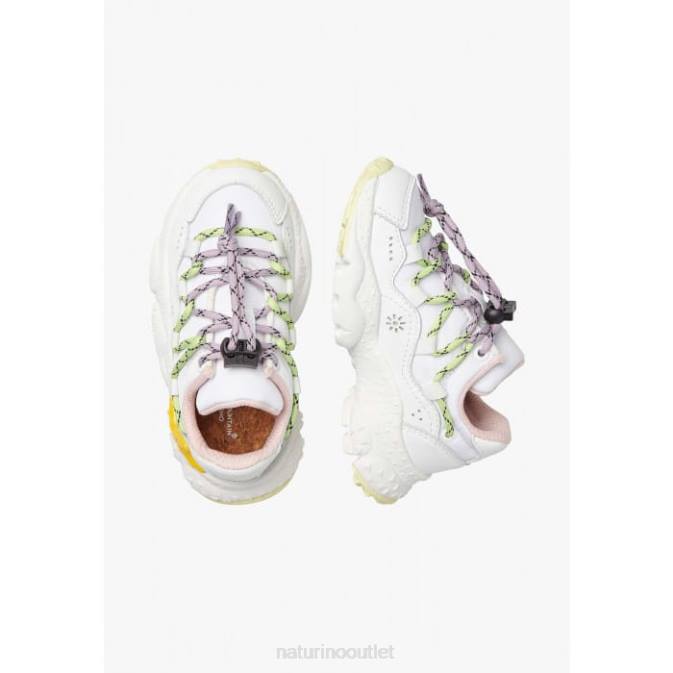 Kids Naturino White RAIKIRI JUNIOR. Faux Leather and Technical Fabric Sneakers J6T638
