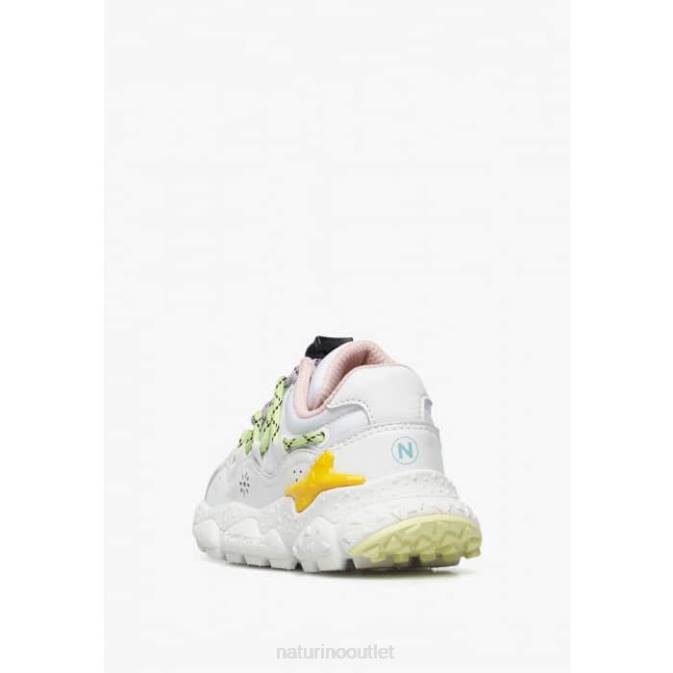 Kids Naturino White RAIKIRI JUNIOR. Faux Leather and Technical Fabric Sneakers J6T638