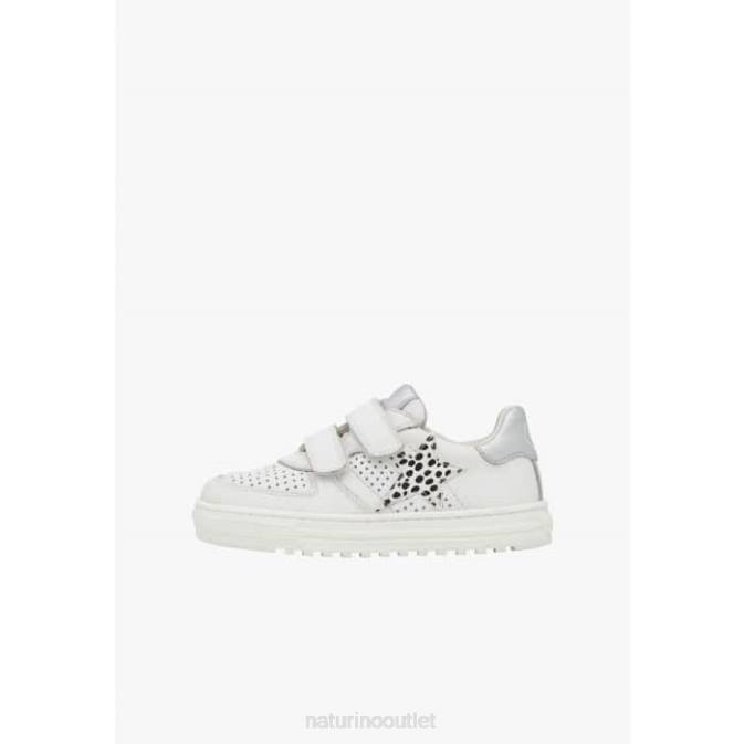 Kids Naturino White-Silver HESS VL. Leather Sneakers J6T6407