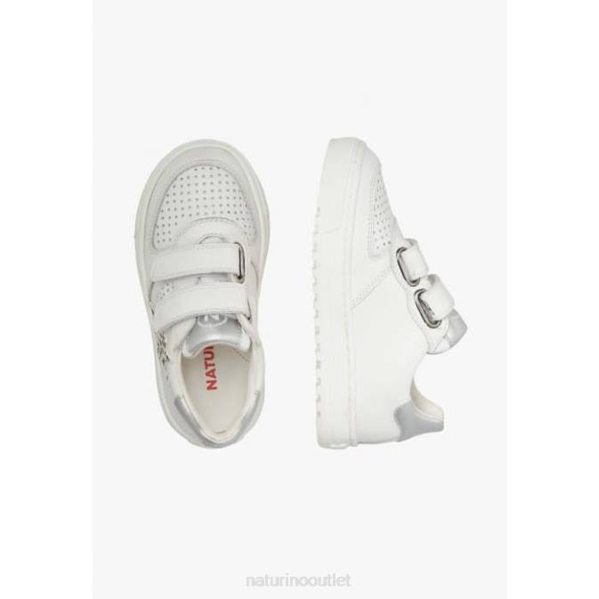Kids Naturino White-Silver HESS VL. Leather Sneakers J6T6407