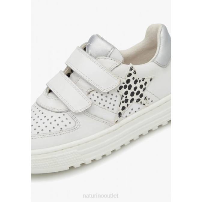Kids Naturino White-Silver HESS VL. Leather Sneakers J6T6407