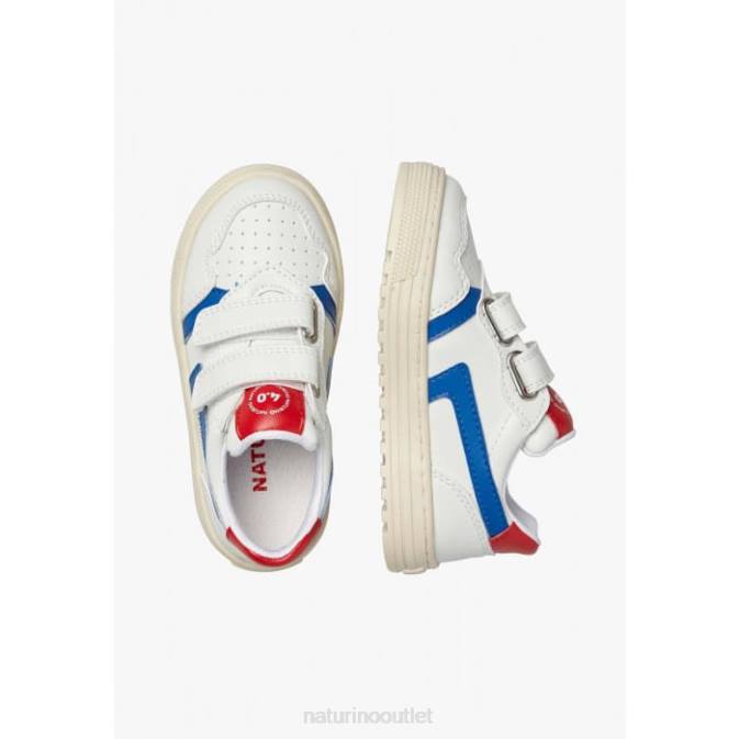 Kids Naturino White-Sky Blue CEONIA VL. Faux Leather Sneakers J6T648