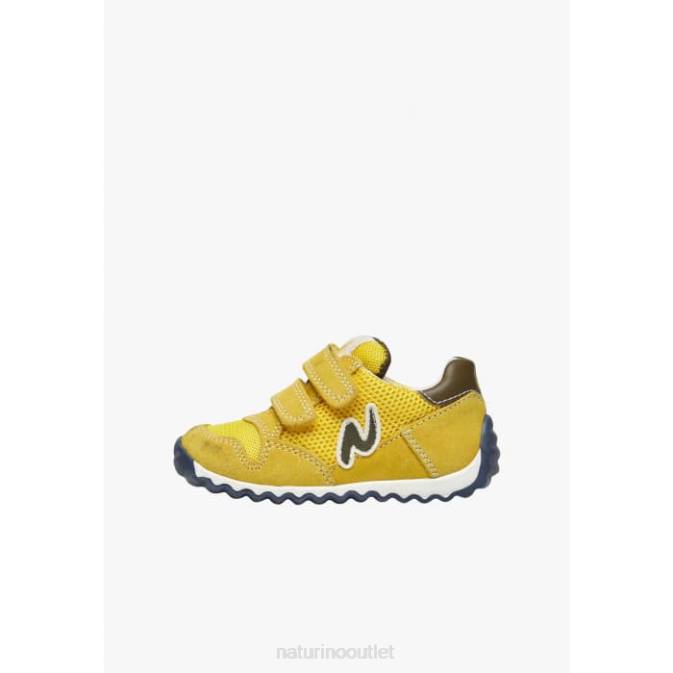 Kids Naturino Yellow SAMMY 2 VL. Leather and Fabric Sneakers J6T6381