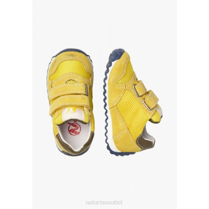 Kids Naturino Yellow SAMMY 2 VL. Leather and Fabric Sneakers J6T6381
